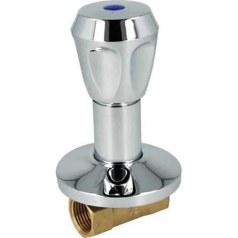 Soupape encastrée avec poignée plastique 1/2’’ FF x 1/2’’ FF, DN 15, bleu/froid