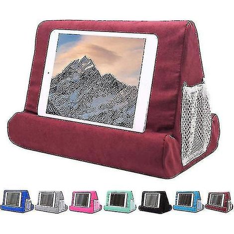 Weiches Tablet-Kissen, verstellbarer Ständer für iPad und Smartphone – Weinrot