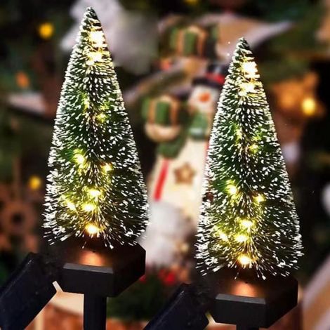 Sapin de Noël,Lampe LED solaire en forme d'arbre de noël, avec flocons de neige, luminaire décoratif d'extérieur, - Type color (1/4)