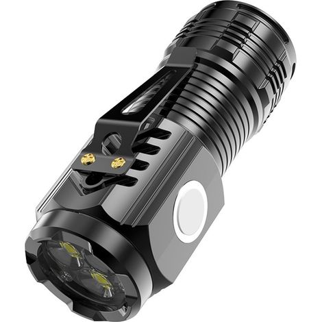 Hochleistungs-Taschenlampe, Schnellladefunktion, tragbar, große Kapazität, leicht und handlich, hohe Leuchtkraft (schwarz).