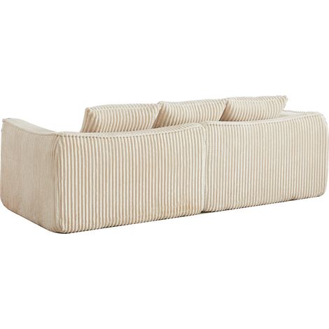 Canapé d'angle en tissu en velours côtelé chenille 235 cm avec dossier et accoudoirs courbes, livré avec deux coussins (1/5)