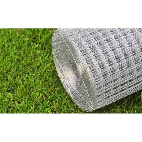 Treillis soudé par points en acier galvanisé, 10 x 1 m, mailles carrées 12 x 12 mm, treillis anti-souris et de jardin robuste pour poulailler et potager, argent (1/5)