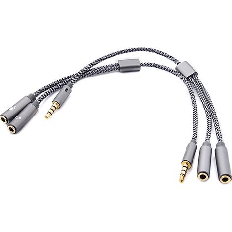 Metal headphone splitter, dual 3.5mm phone splitter, couple adapter, 1 to 2 audio cable splitter. (1/5)