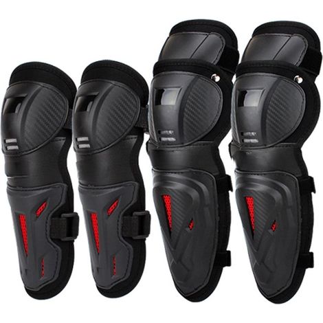 Juego de 4 rodilleras y coderas ajustables para adultos, para motociclismo, bicicleta y running. (1/5)