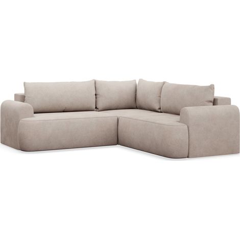Ovo - L-Form Eckschlafsofa mit Bettkasten, grauer Stoff universell (1/5)
