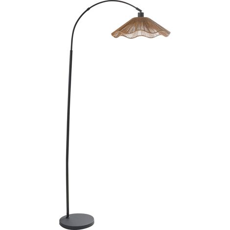 Floor Lamp Natural Handmade Paper Shade Metal Base Rustic Boho MIGORI