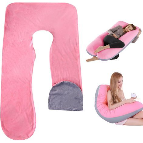 Fodera per cuscino per posizione laterale: federa a forma di U, federa per cuscino premaman in cotone a forma di U rimovibile, fodera di ricambio per cuscino da allattamento per adulti (1/5)