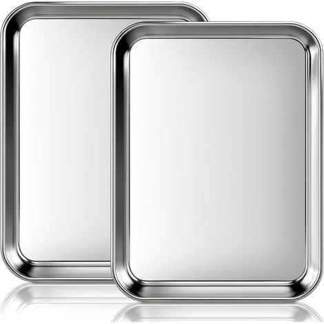 Zweiteiliges Backform-Set aus Edelstahl - eine Backform (18,5 x 13,5 x 2 cm) - gesund, ungiftig, leicht zu reinigen, spülmaschinenfest. (1/5)