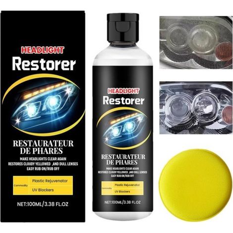 Kit De Restauration De Phares - Nettoyant Polish Spray pour Optique de Voiture,Fournitures Exterieures Automobile,100ml (1/5)