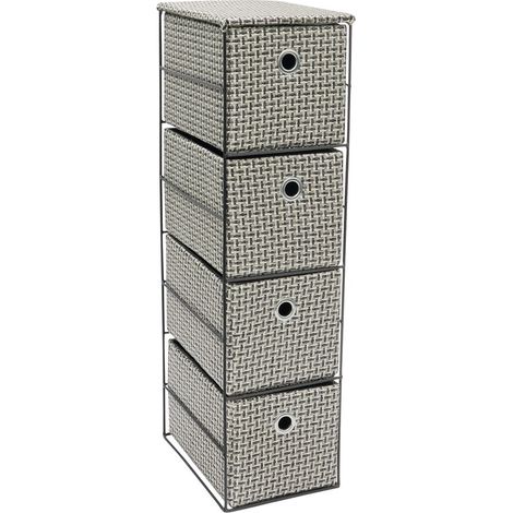 Silva 4 Drawer Narrow Fabric Storage Tower, Grey (1/4)