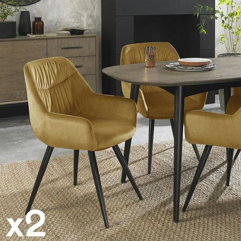 Fauteuil de table en velours moutarde (lot de 2) ARLINGTON (1/5)
