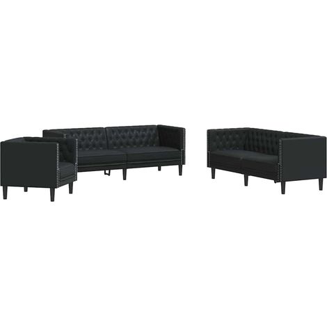 Juego de Sofá 3 pcs Negro 194 x 74.5 x 70.5 cm Cuero sintético (1/5)