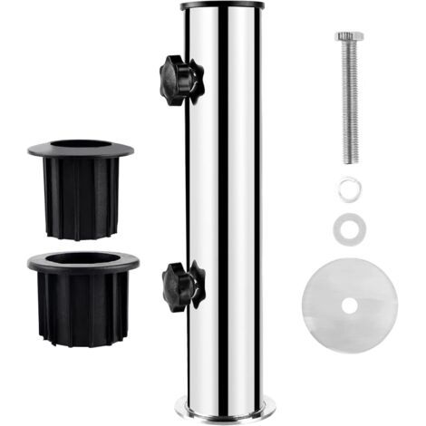 Pied de Parasol, Support Fixation Parasol Ø50 en Acier Inoxydable, Accessoires pour Parasols avec 2 Anneaux de Réduction en PVC(Ø32/40mm) (1/5)