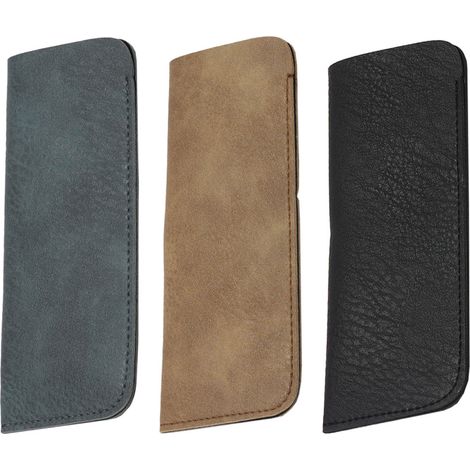 Lot de 3 pochettes pour lunettes de lecture, étui souple en tissu, bleu + noir + marron, 15,3 x 7 cm (1/5)