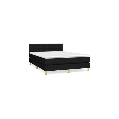 Sommier à lattes de lit avec matelas Noir 140x200 Tissu (1/5)