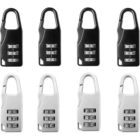 8 Stück Zahlenschloss Mini-Zinklegierungs-Zahlenschloss 3-stellig für Koffer Gepäck Schließfächer und Werkzeugkästen robust und 21 x 55 mm und silber (1/5)