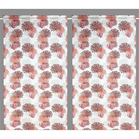 TENDINA vetro MODERNA larga 45 o 60 o 80 CORALLI ROSSO misto lino Made in Italy 1 Telo cm. 80x150