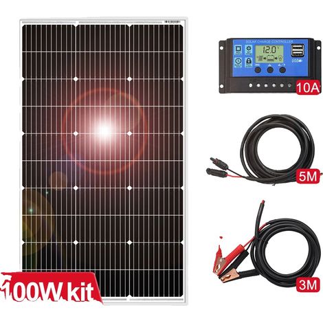Pannello solare, potenza di uscita 100W, materiale in silicio monocristallino, set da 100W (1/2)