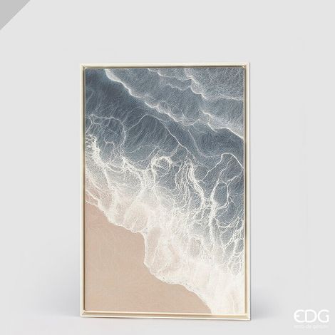 EDG Enzo De Gasperi Quadro Abstract Rettangolare Beach Onde 120 x 80 Cm Colore Acqua – Decorazione Parete Design Moderno Casa (1/2)