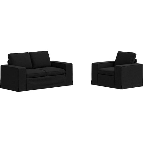 Ensemble de Canapés 2 pcs  Salon de jardin Noir 182 x 80 x 82 cm tissu