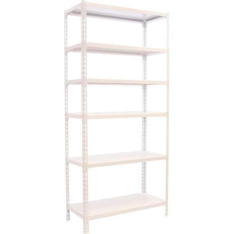 SimonRack Scaffale Portaoggetti, 2500x1100x300 mm, 6 Ripiani, Portata 200 kg per Ripiano, Metallo, Scaffale da Garage, Bianco – Simonclick