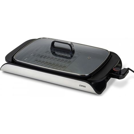 Plancha Électrique Livoo DOC321 - 2000W - 40x30cm - Grill 2 en 1, Jusqu'à 6 personnes - revêtement antiadhésif sans PFOA ni PFOS