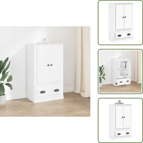 Buffet haut blanc 60x35,5x103,5 cm bois d'ingénierie - Buffet Design Moderne - Meuble Rangement Cuisine - Commode Blanche - Buffet Bas Prix - Buffet Salon (1/5)