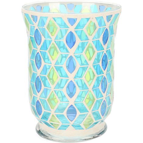 Bougeoir en mosaque fabriqué à la main, bougeoir en verre coupe-vent exquis, photophore pour cafés et Bars (1/5)