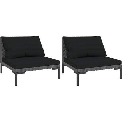 Maison Exclusive - Divani da Giardino 2pz con Cuscini in Polyrattan Mezzo Tondo (1/5)