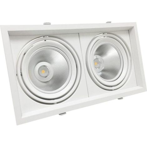 Kit Support Double AR111 Encastrable Orientable avec Ampoules LED 20W - Blanc Froid 6000K - 8000K - SILAMP (1/2)
