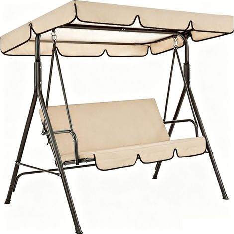 Toit de Balancelle de Jardin, Toile Balancelle 2/3 Places Résistante 210D Oxford, Couverture de Remplacement pour Patio, Terrasse et Espace Extérieur(Beige,142x120x18cm/56x47x7in) (1/5)
