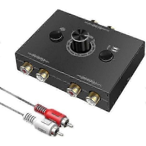 Distributeur audio stéréo portable avec commutateur bidirectionnel RCA et fonction mute, commutateur 2 x 1/1 x 2 L/R. (1/5)