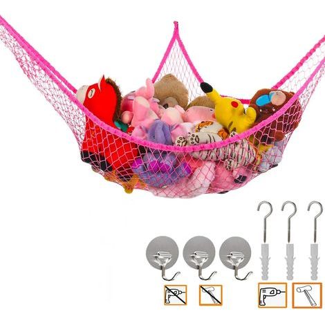 Riesige Hängematte für Spielzeug und Kuscheltiere, Wand- und Eckaufbewahrung, extra großes Aufbewahrungsnetz für Kinder (1/5)