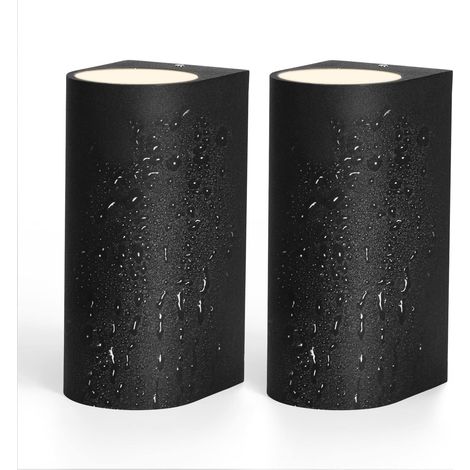 ZOLGINAH Applique Murale Exterieur LED Etanche, 2 X 6W Spots GU10, Lampe Murale Moderne Noire Mat IP65 220V 2800K 600lM Blanc Chaud, Eclairage murale exterieur pour Jardin Terrasse Garage, Lot de 2 Pa (1/5)