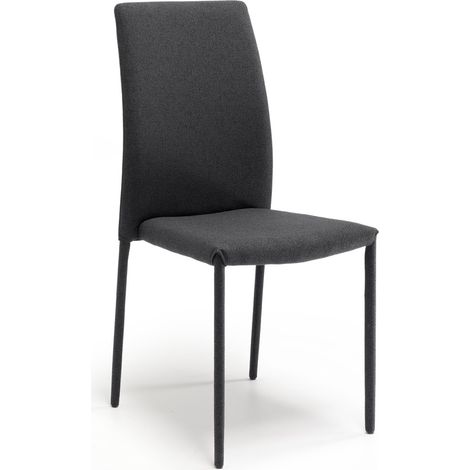 Sedia Leda Design Moderno in Tessuto Easy-Clean Nero - Struttura in Metallo Rivestito - Seduta Elegante per Sala da Pranzo - OM/502 (1/5)