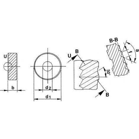 Roue moletée PM BL 30Grad 20x8x6 G7 P1.2 avec chanfrein QUICK (1/5)