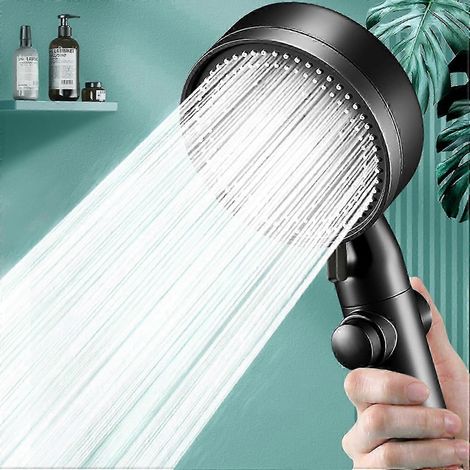 Pommeau de douche 5 fonctions avec douchette à main, haute pression, couverture complète du corps, effet pluie puissant, adoucisseur d'eau, filtre, 5 modes de jet (1/5)