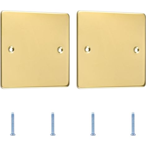 Lot de 2 Plaques d'obturation Acier inoxydable Doré 12x12cm Pour prise Interrupteur Mur