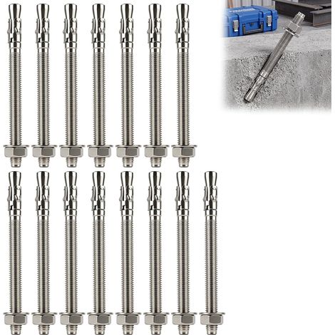 15 Pcs M8 Boulons à Expansion, Goujons d'ancrages M8 x 10 mm, Ancrage à Douille Métalliques, Vis d'Expansion Béton, Ancrage de Fixation, Cheville beton pour Béton Maçonnerie (M8 x 10mm - 15 Pcs) (1/5)