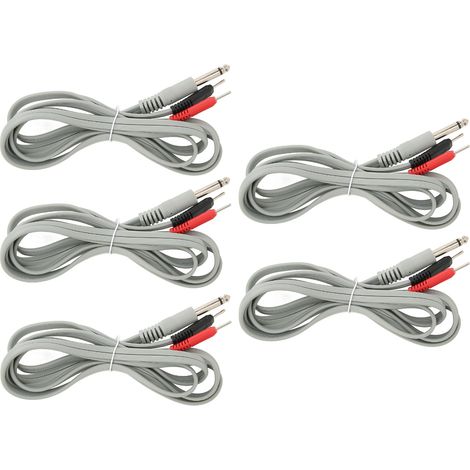 Lot de 5 câbles d'électrodes 2 en 1 avec connecteur à 6,35 broches pour appareil de massage TENS, 1,8 m (5,9 pi) (1/5)