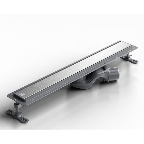 Canalina di scarico in acciaio lineare per doccia a pavimento, 60 cm x 6,5 cm, 61 l/min - argento satinato (1/5)