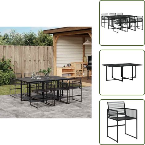 Ratán sintético - vidaXL Juego de comedor de jardín 7 piezas ratán sintético negro - Muebles de exterior