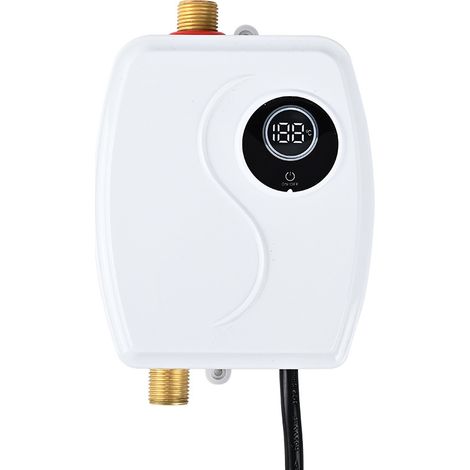 Chauffe-eau instantané électronique, chauffe-eau électrique de cuisine 220V 3800W mini chauffe-eau sans réservoir avec affichage de la température LED, petit chauffe-eau instantané électrique pour cui