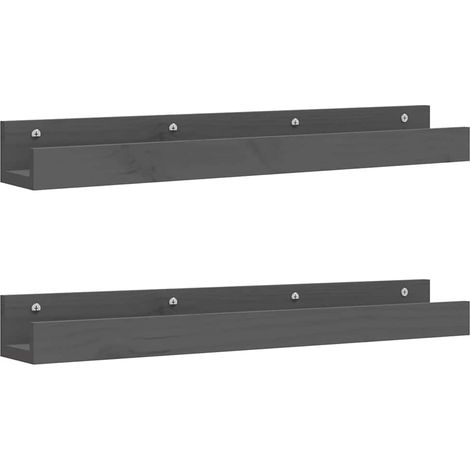 Maison Exclusive - Wandregale 2 Stk. Grau 80x12x9 cm Massivholz K (1/5)
