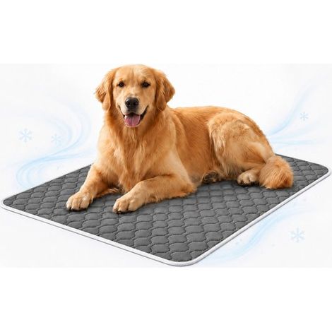 Tapis rafraîchissant XXL – 145x105 cm – Gris foncé – Chien et chat – Fond antidérapant – Jusqu'à 40 kg (1/5)