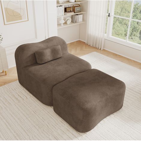 Divano modulare senza telaio con ottoman 167 x 96 x 70 cm marrone HAVRYA (1/5)