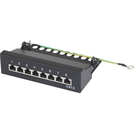 CAT6 8-port 1U patch panel with RJ45 connectors – W633411