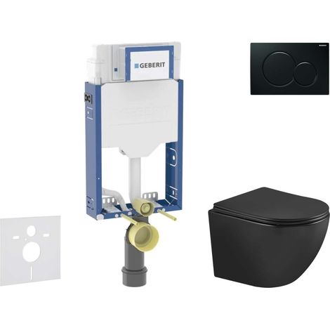 Geberit Kombifix - Set de bâti-support, cuvette Oudee et abattant softclose, plaque de déclenchement Sigma01, noir SANI15CA5504