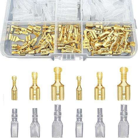 120 pièces 2.8/4.8/6.3mm mâle et femelle fil bêche connecteur à sertir terminal manchon isolant kit pour voiture audio haut-parleur câblage électrique