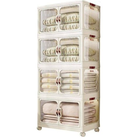 TrAdE Shop Traesio - Scatola Portaoggetti Contenitori Salva Spazio Quattro Strati Ruote E Coperchio - (1/2)